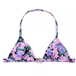 New! Victoria’s Secret Swim Floral Halter Bling Logo VS Bikini Top 4612